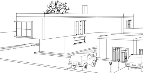 modern residential architecture 3d illustration © Svjatoslav