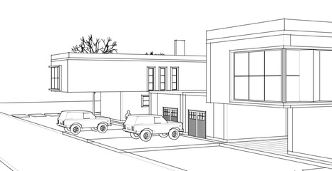modern residential architecture 3d illustration © Svjatoslav