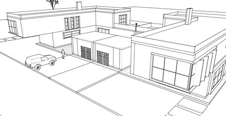 modern residential architecture 3d illustration © Svjatoslav