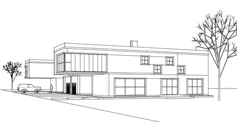 modern residential architecture 3d illustration © Svjatoslav