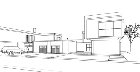 modern residential architecture 3d illustration © Svjatoslav