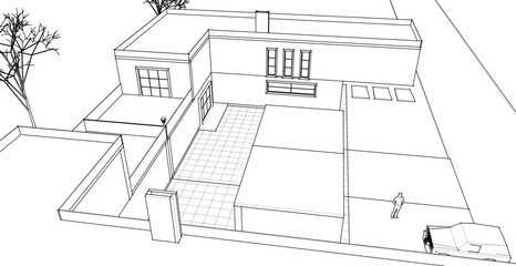 modern residential architecture 3d illustration © Svjatoslav