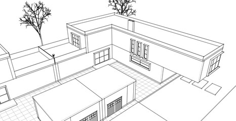 modern residential architecture 3d illustration © Svjatoslav