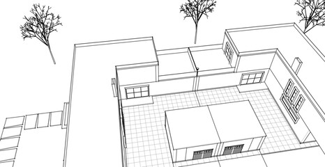 modern residential architecture 3d illustration © Svjatoslav