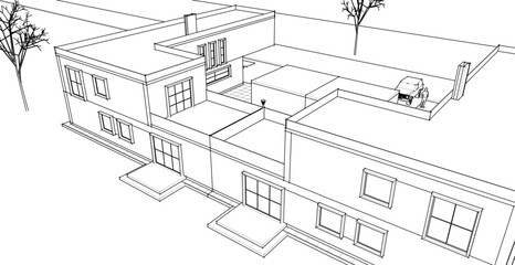 modern residential architecture 3d illustration © Svjatoslav