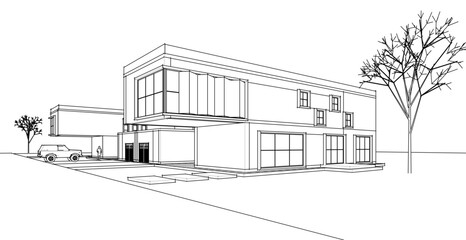 modern residential architecture 3d illustration © Svjatoslav