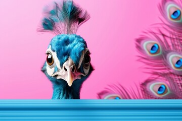 Innovative Animal Concept Peacock Peeking. Generative AI