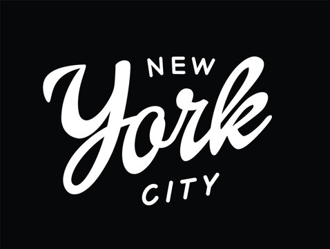 New York City calligraphy banner or label design. Black and white vector illustration.