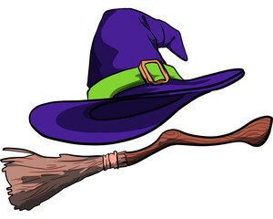 witch hat and broom
