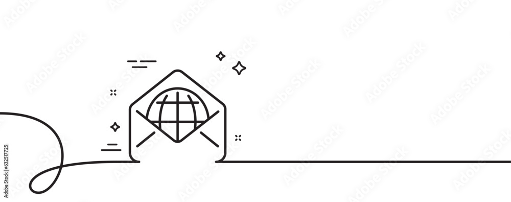 Poster web mail line icon. continuous one line with curl. message correspondence sign. e-mail symbol. web m
