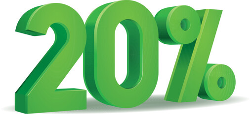 Percentage vector in green color, 20