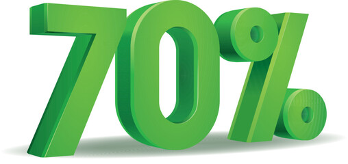 Percentage vector in green color, 70