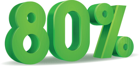 Percentage vector in green color, 80