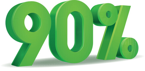 Percentage vector in green color, 90