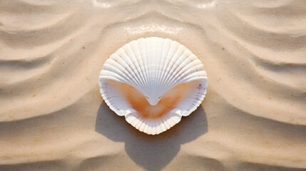 Fototapeta na wymiar Seashore Mandala Symmetry in Sand and Shell
