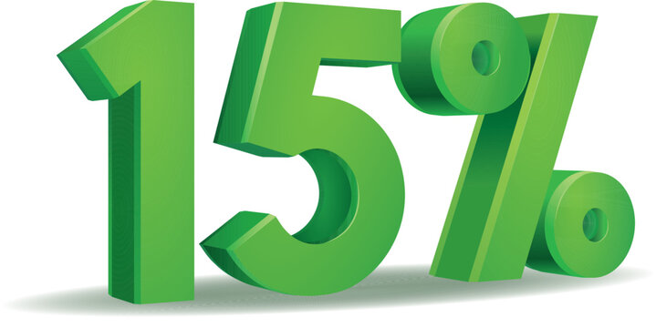 Percentage vector in green color, 15