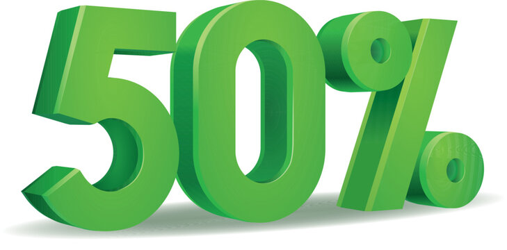 Percentage vector in green color, 50