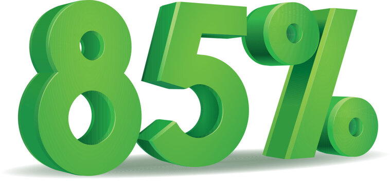 Percentage vector in green color, 85