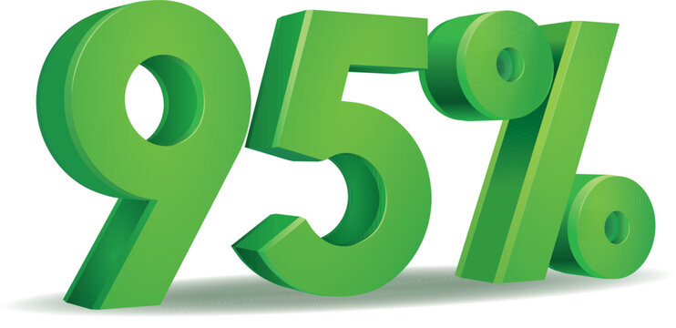 Percentage vector in green color, 95