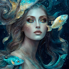 beautiful woman Pisces zodiac