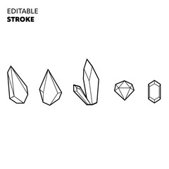 5 pictogrammes de gemme avec contours modifiables