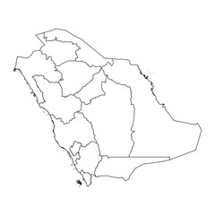 Saudi Arabia map with administrative divisions. Vector illustration.