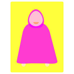 Animated Islamic woman template with cute yellow background