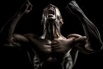 Fotobehang Athlete scream energy. Generate AI © nsit0108