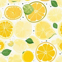 Line art, various lemon slices. Beautiful illustration picture. Generative AI