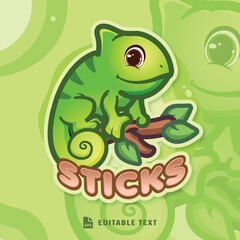 Cute Chameleon Lizard Logo Mascot