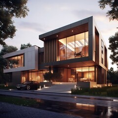 Modern House exterior design generative ai