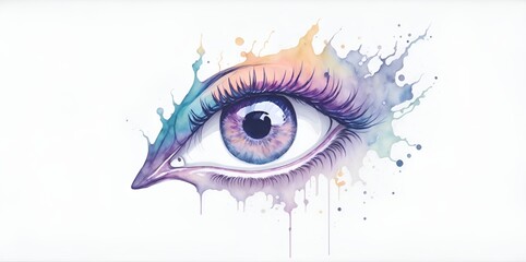 woman eye iris water color paint brush on white, generative ai