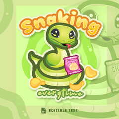 Cute Snaking Snake Logo Mascot