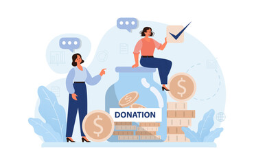 Charity. Volunteers community take care of people in need. Idea of care