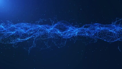 abstract wave motion Flow wave mesh pattern mesh line on dark 4K 3D background. Modern futuristic design for background. Digital cyberspace, high tech, technology. data network and cyber security