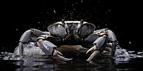 black crab isolated on clean background - obrazy, fototapety, plakaty