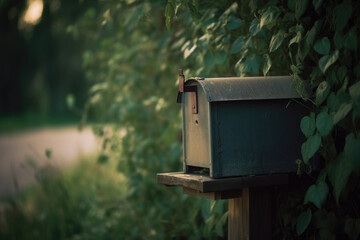 A lonely mailbox waits for letters in a rural landscape