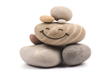 A stack of stones with a smiley face on top: a cute and humorous contrast between the hard and the soft.