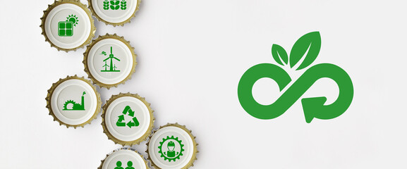 circular economy icons on white background	