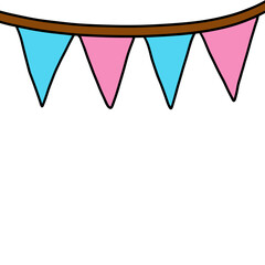 Colorful Bunting Flag, SVG Line Art for Celebrations
