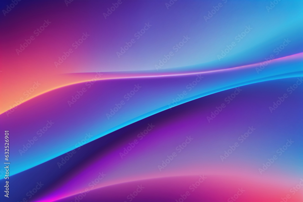 Wall mural defocused neon light color gradient curve lines