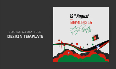 Fototapeta premium Vector illustration of Afghanistan Independence Day social media story feed mockup template