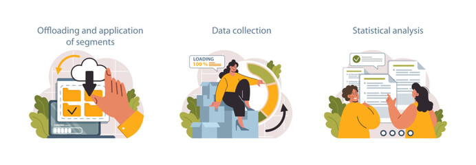 Predictive analytics set. Process of using data to forecast future outcome.