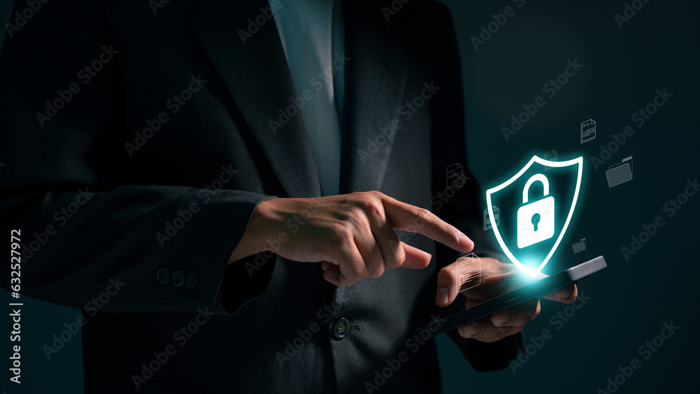 Aufkleber online security and privacy shield, safeguarding financial transactions and personal information. de