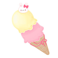 cutie rabbit ice-cream cone