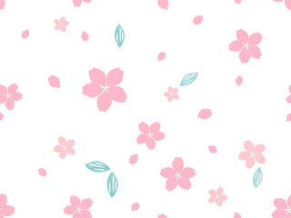 Seamless pattern with cherry blossom Sakura flower on white background vector illustration.