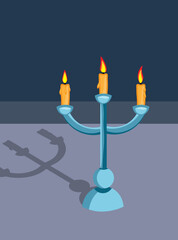 Мector vintage colorful burning candles in candlestick