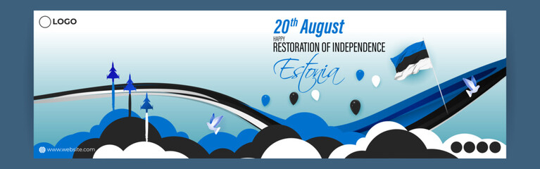 Vector illustration of Estonia Restoration of Independence Day social media story feed template
