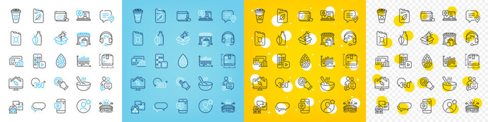 Vector icons set of Best friend, Card and Water bottle line icons pack for web with Floor plan, Canister, Accounting outline icon. Full rotation, Messenger, Touchscreen gesture pictogram. Vector