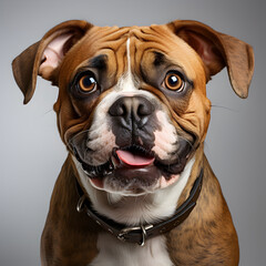 Charming Bulldog on White Background Capturing the Adorable Essence of a Purebred Canine Companion in a Studio Shot, Ai Generative
